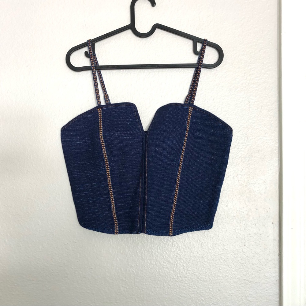 NWOT Pilcro Navy Blue Knitted Top with Contrast Stitch